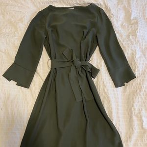 H&M Women’s Khaki Green Long Sleeve Tie Belt Dress, Size: 6